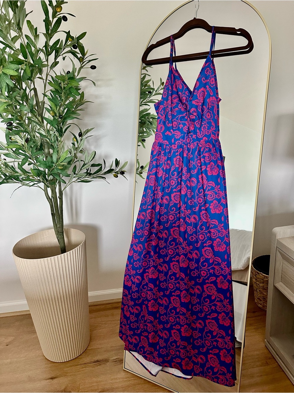 Cupshe Blue & Pink Floral Spaghetti-Strap Maxi Dress - Picture 1 of 3
